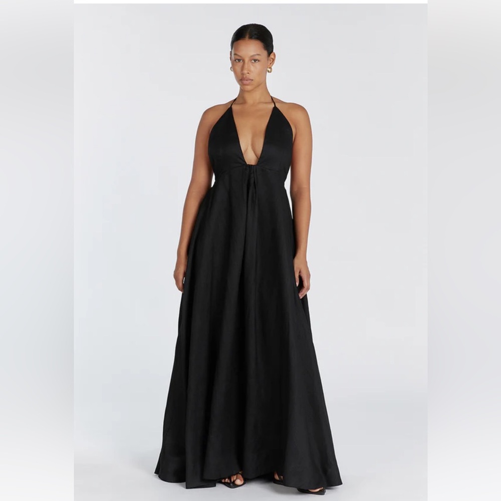 Dissh Sicily Linen Halter Maxi Dress EUC